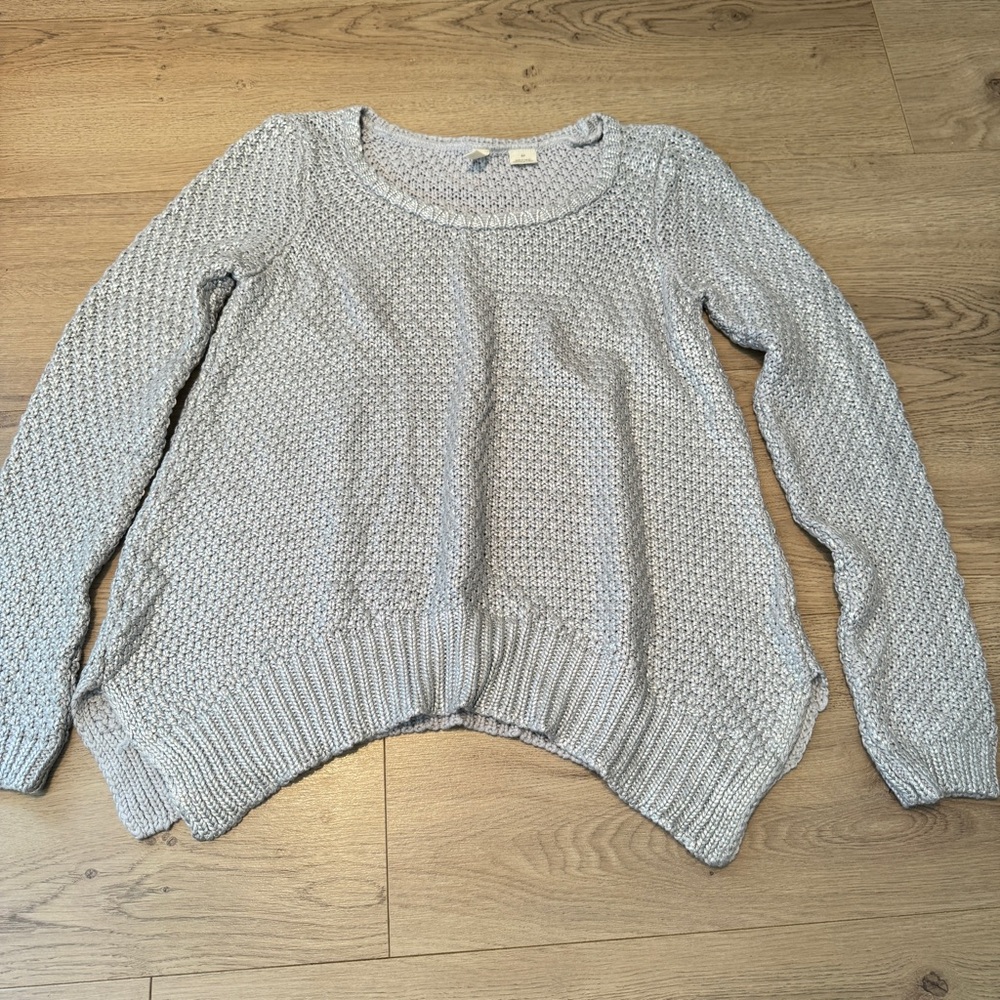 Moth Anthropologie Sweater Womens Small Metallic Oversized Chunky Sharkbite Hem